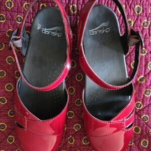 Dansko Red Patent Leather Mary Jane Shoes
